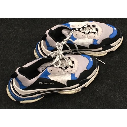 8 - Balenciaga Triple S White and blue trainers size UK8/EU42