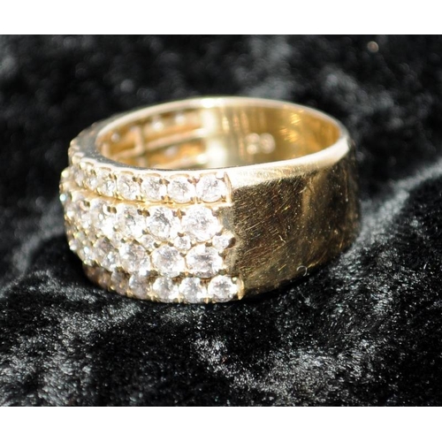 18 - 9ct gold Pave diamond ring size O, weight 7g