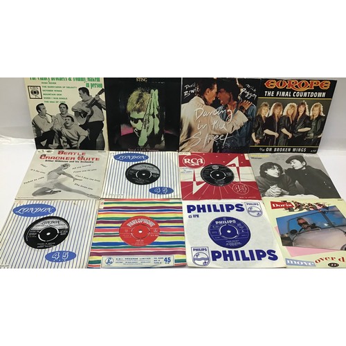 211 - 3 CARRY CASE BOXES OF 7” SINGLES. These carry a variety of hit single records from across many decad... 