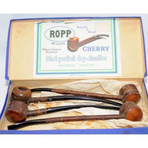 248 - Collection of vintage Ropp De Luxe long stem cherry pipes. All presented in an unused condition and ... 