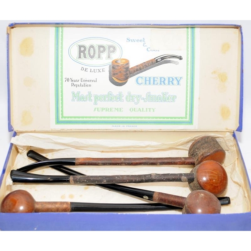 246 - Collection of vintage Ropp De Luxe long stem cherry pipes. All presented in an unused condition and ... 