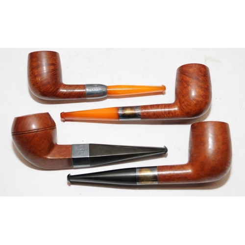 263 - Superb quality pipe smokers set by GBD. Presented in a fitted pig skin case. Set consists of four pi... 