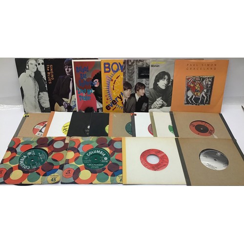 136 - 19 VINYL 45RPM 7” SINGLE RECORDS. This little lot features artists - John Lennon - Cliff Richard - D... 