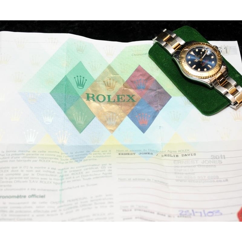 22 - Rolex Yachtmaster Superlative Chronometer. Factory blue dial with bi-metal Oyster bracelet. 35mm mod... 