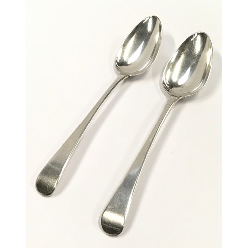 345 - Pair Georgian silver hallmarked serving spoons London 1786 total weight 112g.