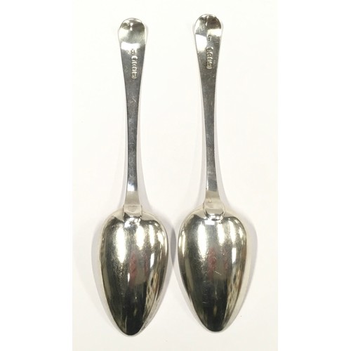 345 - Pair Georgian silver hallmarked serving spoons London 1786 total weight 112g.