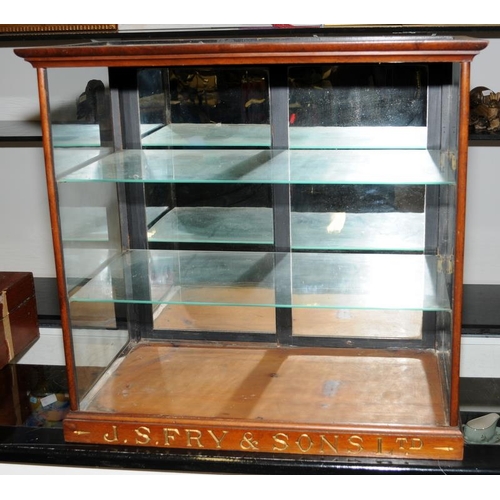 109 - Antique JS Fry & Sons Ltd confectioners glazed shop counter display cabinet. O/all size 69cms x 67cm... 