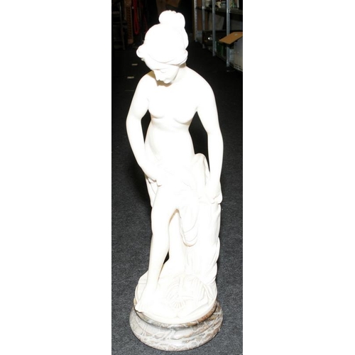 295 - Large classical figure of a nude lady mounted on a marble pedestal base. Super quality. O/all height... 