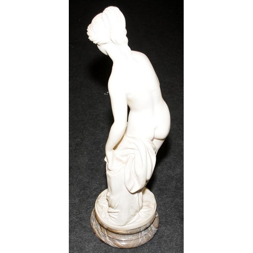 295 - Large classical figure of a nude lady mounted on a marble pedestal base. Super quality. O/all height... 