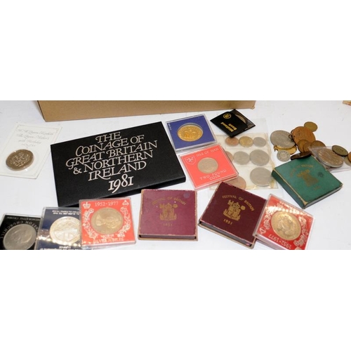 207 - Box of collectible coins, postcards and early photographs. (8)