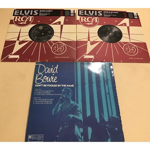 187A - DAVID BOWIE AND ELVIS PRESLEY 10” VINYL RECORDS X 3. beginning with David Bowie’s ‘Don’t Be Fooled B... 