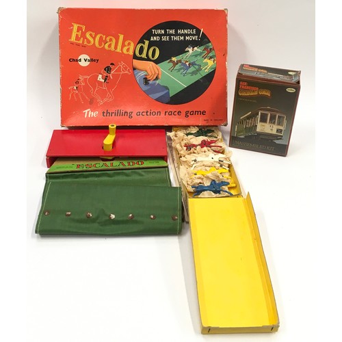 282 - Vintage boxed Escalado horse racing game appears complete together with a San Francisco Cable Car mo... 