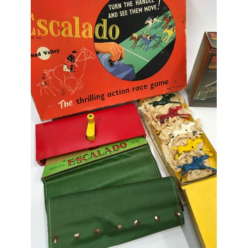 282 - Vintage boxed Escalado horse racing game appears complete together with a San Francisco Cable Car mo... 