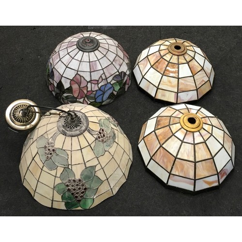 291 - Four vintage Tiffany style glass light fixtures.