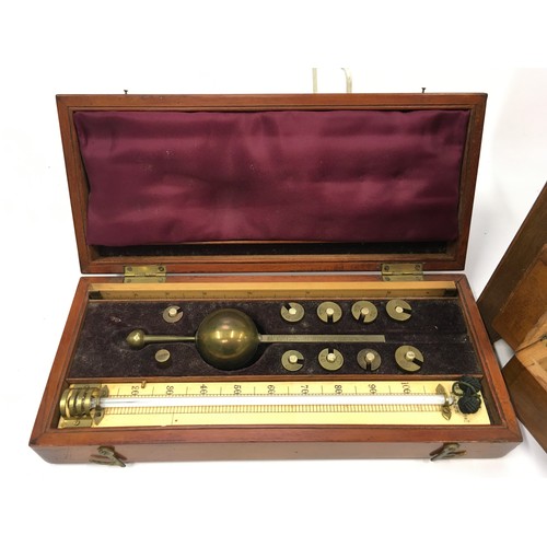 281 - Antique Sikes Hydrometer in original case together with a collection of miniature microscopes.