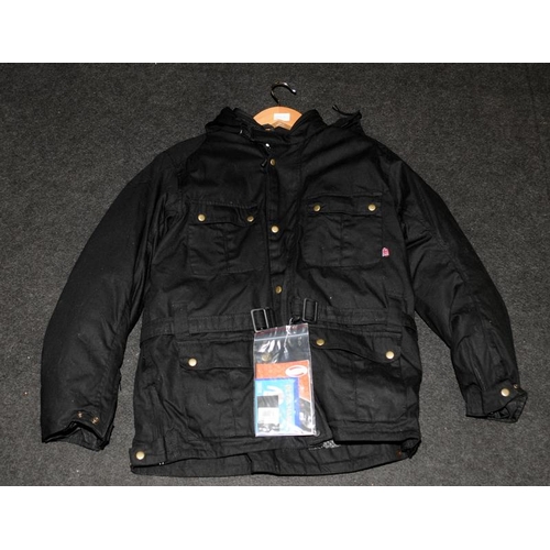 29 - Pair of as new unworn motorcycle jackets, one with tags attached. Smoothways black waxed cotton size... 