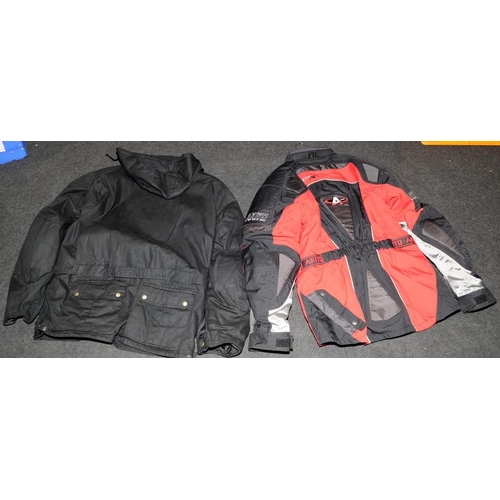 29 - Pair of as new unworn motorcycle jackets, one with tags attached. Smoothways black waxed cotton size... 