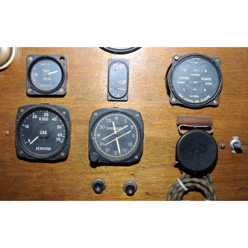 273 - WW2 interest board displaying a quantity of vintage military aircraft dials and registers to include... 