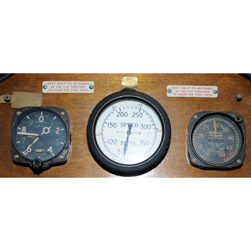 273 - WW2 interest board displaying a quantity of vintage military aircraft dials and registers to include... 