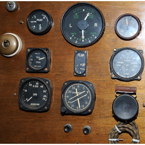 273 - WW2 interest board displaying a quantity of vintage military aircraft dials and registers to include... 