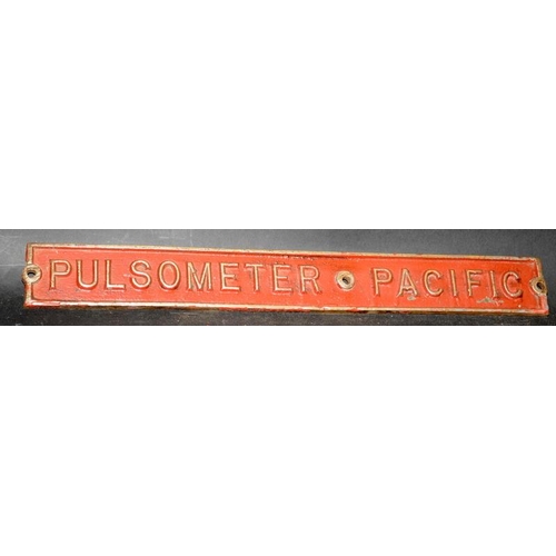 272 - Cast brass Pulsometer Pacific name plate. 43cms x 6cms