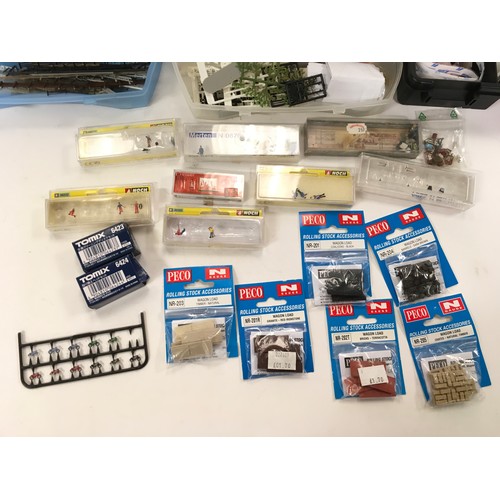 146 - N Gauge accessories to include lineside figures, Peco new rolling stock accessories etc.