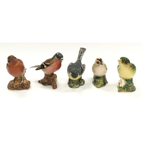 55 - Beswick collection of bird figurines to include chapfinch, goldcrest, wagtail, greenfinch and robin ... 