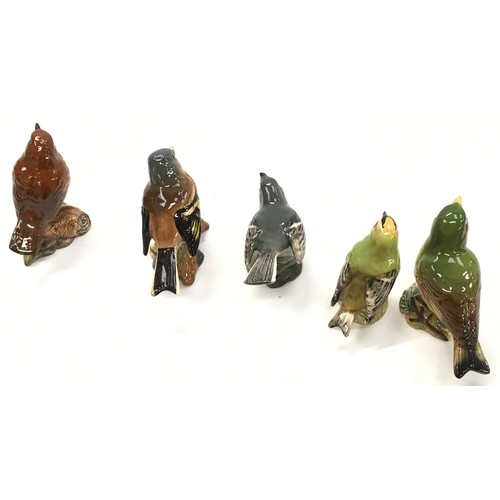 55 - Beswick collection of bird figurines to include chapfinch, goldcrest, wagtail, greenfinch and robin ... 