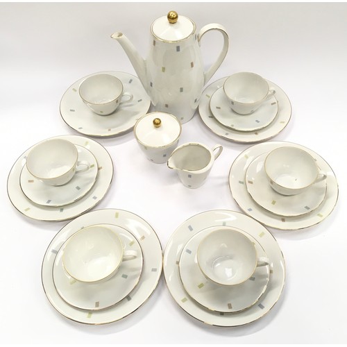 94 - Bavarian tea/coffee set for six place settings (1 saucer missing). 20 pieces in total.