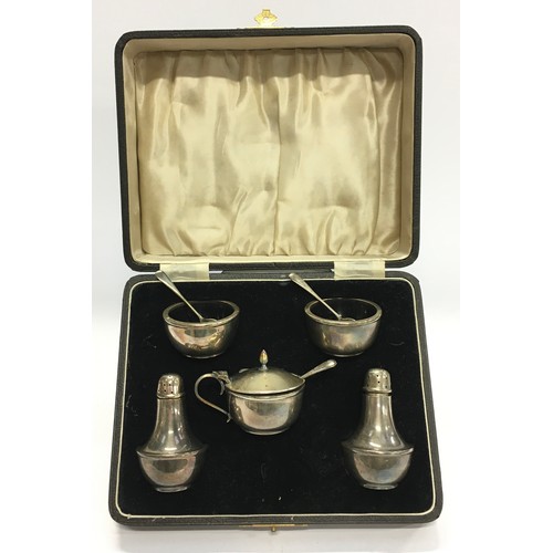 498 - Silver hallmarked five piece condiment set Birmingham 1912 in original fitted case total weight 161g... 