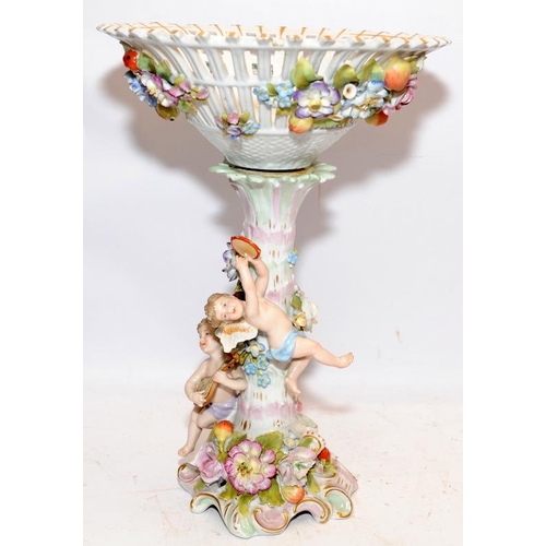 12 - Superbly detailed 19th century large porcelain centrepiece by German manufacturer Shierholz. Featuri... 