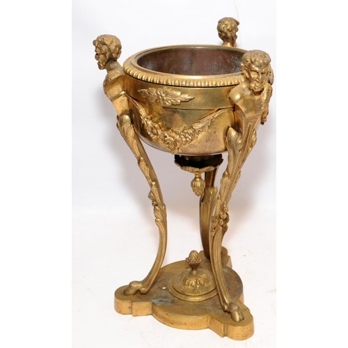 14 - Heavy vintage French Empire ormolu urn resting upon three Centaurs standing 30cms tall c/w a vintage... 