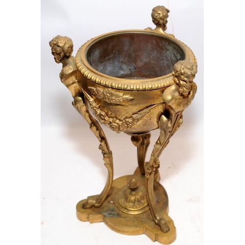 14 - Heavy vintage French Empire ormolu urn resting upon three Centaurs standing 30cms tall c/w a vintage... 