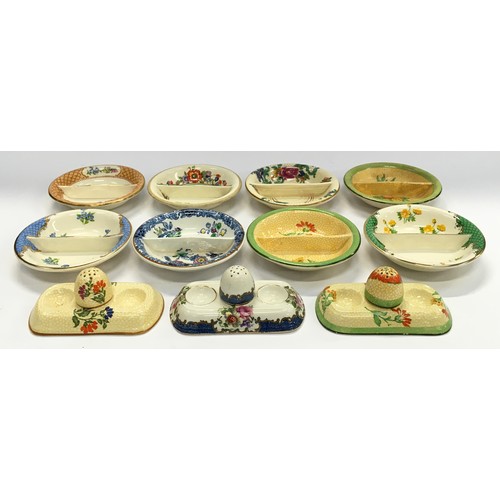 130 - Collection of eight Booths china dipping bowls together with three cruet? sets.