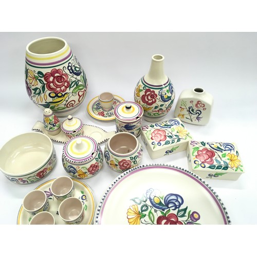 145 - Poole Pottery collection of traditional pieces to include vases, preserve pots, plates and others (2... 