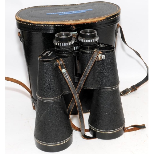 124 - Quality pair of vintage German Lieberman & Gortz 12 x 65 binoculars in original case