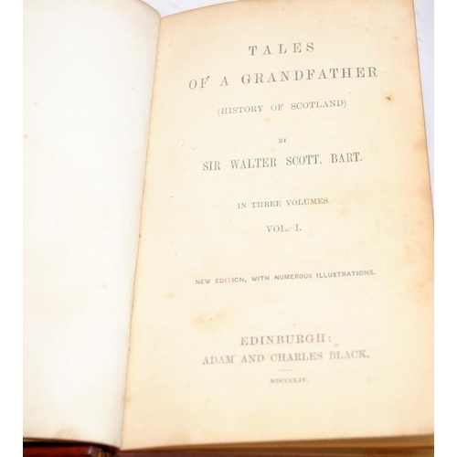 218 - Tales of a Grandfather (History of Scotland) by Sir Walter Scott, published in three volumes by A & ... 