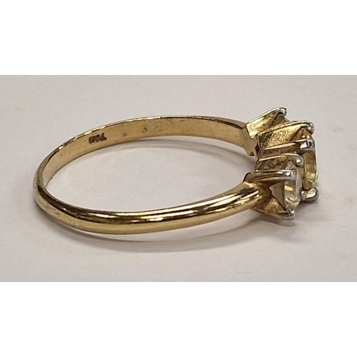 363 - Gilded silver trilogy ring with central yellow stone. Size Y.