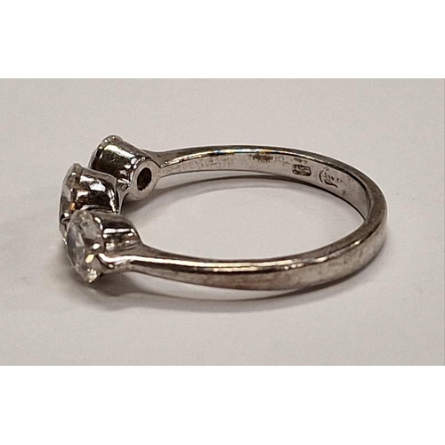 378 - 925 silver trilogy ring with CZ in a collet setting.