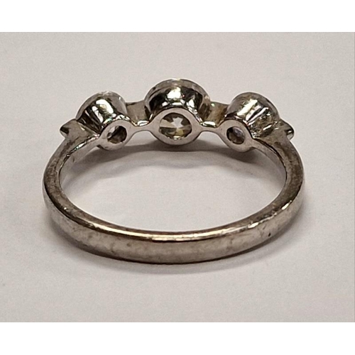 378 - 925 silver trilogy ring with CZ in a collet setting.