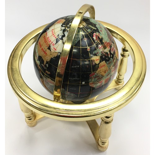 15 - Contemporary small gem set revolving globe of the world 25cm diameter approx.