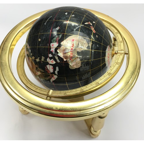 15 - Contemporary small gem set revolving globe of the world 25cm diameter approx.