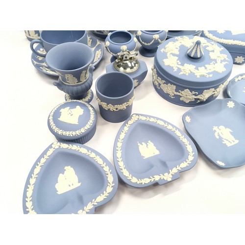 89 - Wedgwood Jasperware: Large collection of light blue Wedgwood Jasperware. 20 pieces in all. Looks to ... 