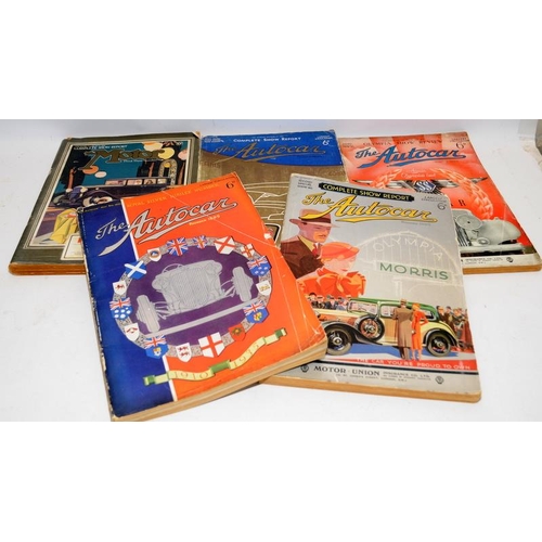 184 - Collection of early 1930's The Autocar show review, all from 1930's. Dates 1930, 1933, 1935, 1936 an... 