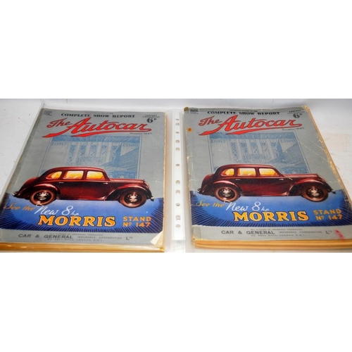 186 - Collection of early The Autocar  magazines to include three copies of the Show Report from 1936, two... 