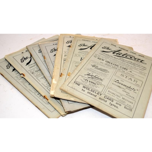 188 - Collection of very rare Autocar magazines from the early days of motoring. 7 issues in total, two da... 