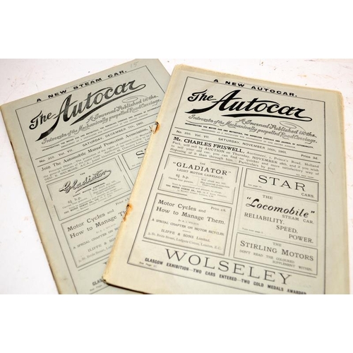 188 - Collection of very rare Autocar magazines from the early days of motoring. 7 issues in total, two da... 