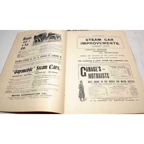 188 - Collection of very rare Autocar magazines from the early days of motoring. 7 issues in total, two da... 