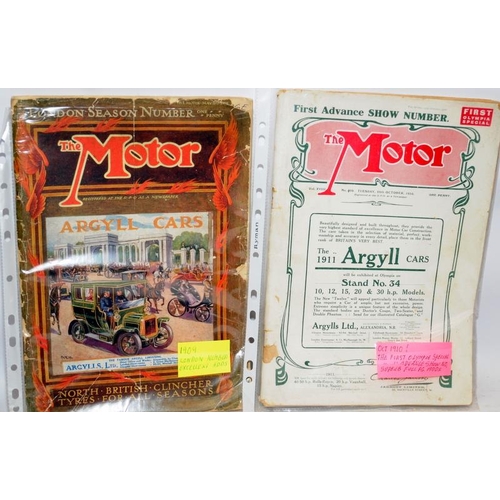 194 - Collection of The Motor and Autocar magazines from early 20th Century. The earliest issued in 1909 a... 