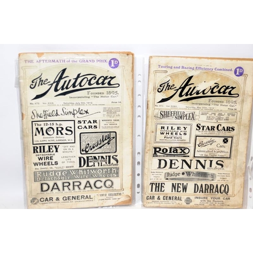 194 - Collection of The Motor and Autocar magazines from early 20th Century. The earliest issued in 1909 a... 